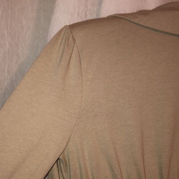 Converse S Taupe Open Front Shawl Collar Asymmetrical Cotton Cardigan - Picture 9 of 12